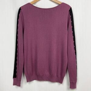 WoolOvers Lace Sleeve Sweater Size S Dusky Plum‎ Purple Knit Pullover Top